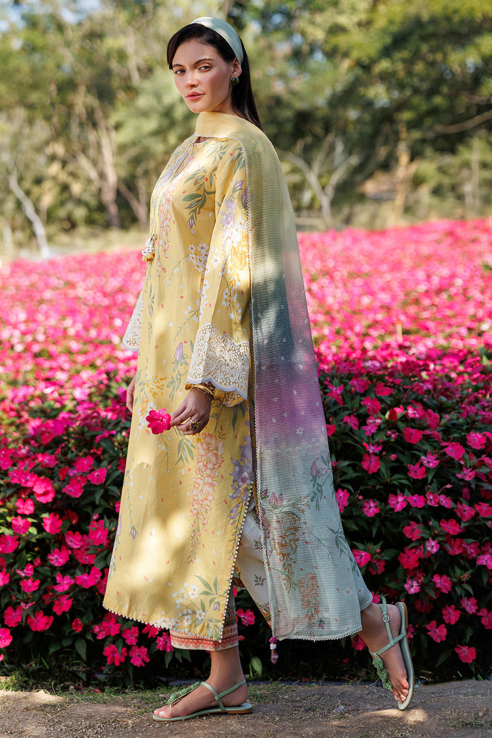 Unstitched 3 Piece Digital Printed Lawn Suit with Printed Lawn Dupatta