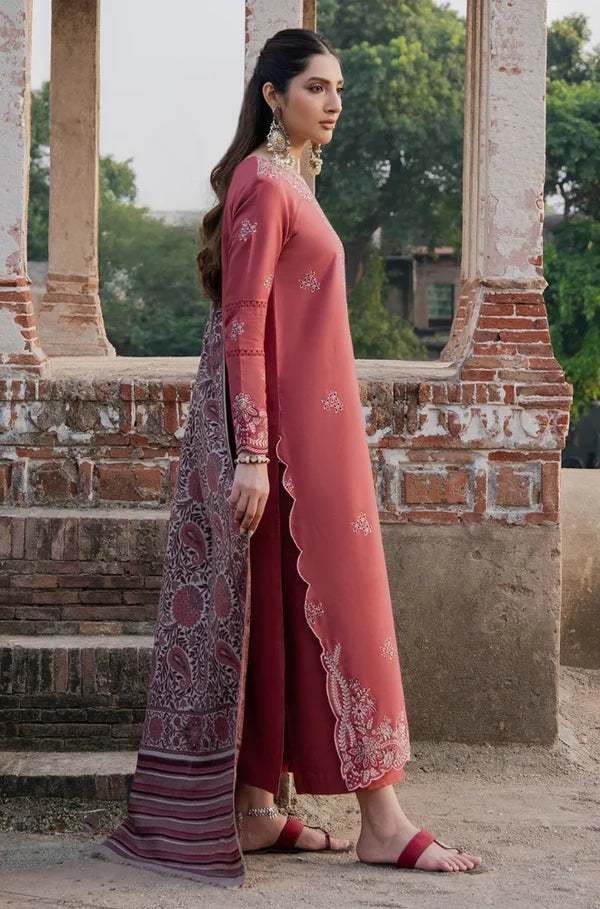 3 Piece Unstitched Fully Embroidered Dhanak Dress With