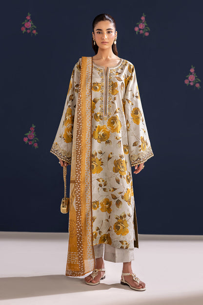 Unstitched 3 Pec Digital Printing & Embroidered Lawn Suit With Printed Lawn Dupatta