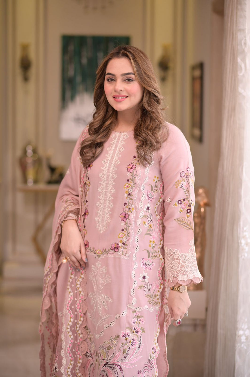Unstitched 3 Piece Fully Embroidered Lawn Suit With Embroidered Lawn Dupatta