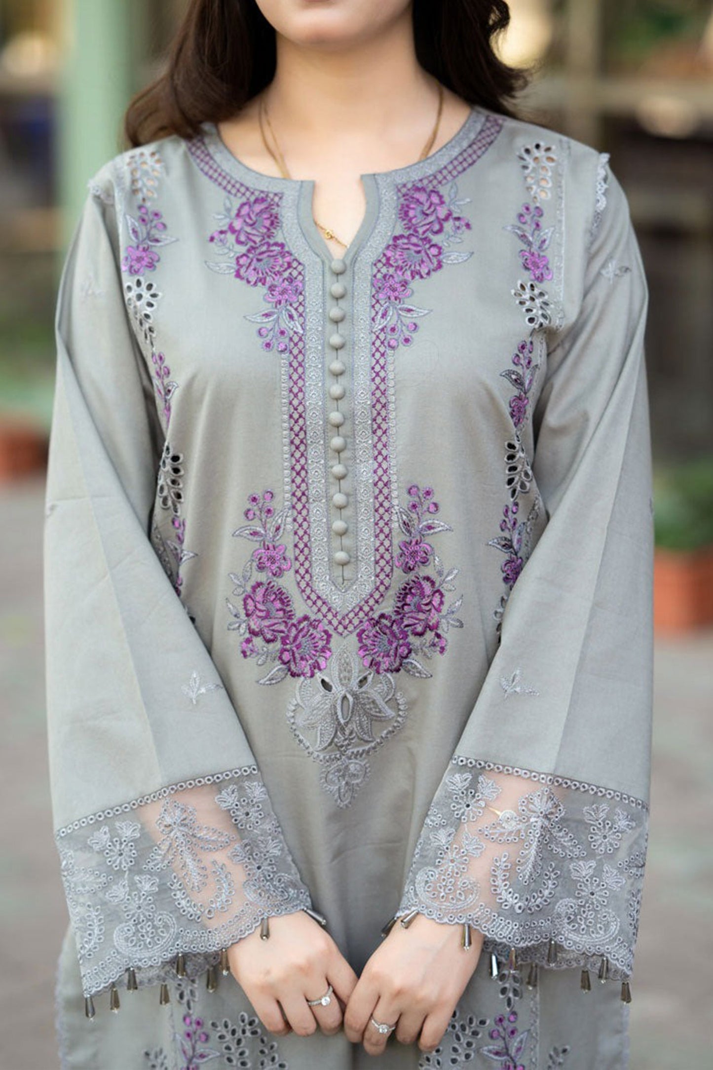 Unstitched 3 Piece Fully Embroidered Dhanak Suit With Embroidered Dhanak Shawl