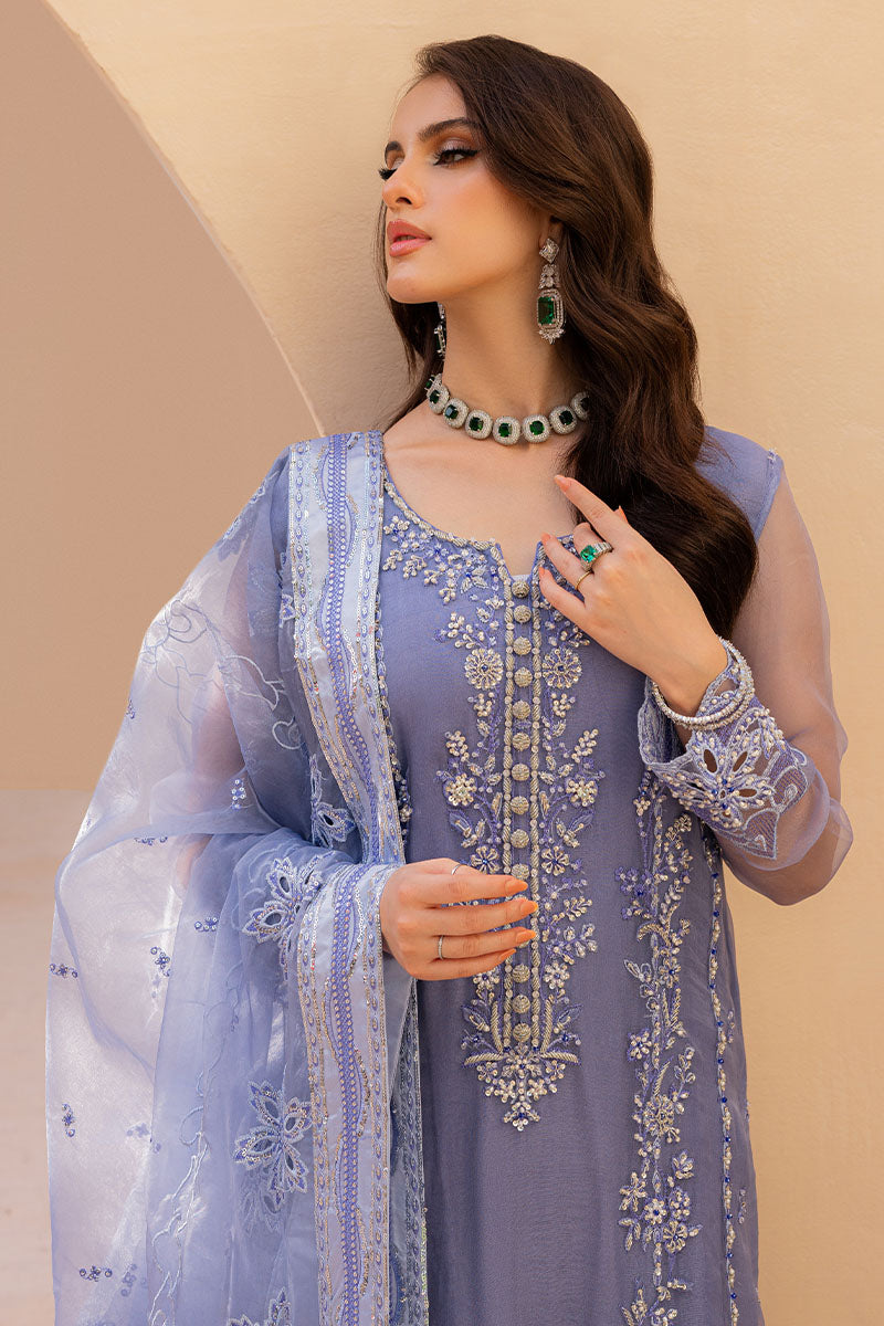 Unstitched 3 Piece Fully Embroidered Organza Dress With Embroidered Dupatta