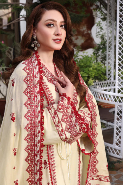 Unstitched 3 Piece Fully Embroidered Dhanak Suit with Printed Dhanak Shawl