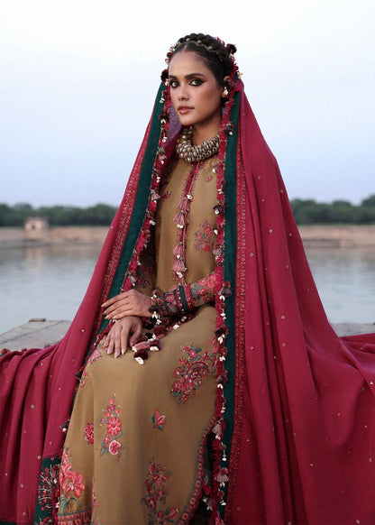 HR 2945 - 3 Piece Unstitched Embroidered Dhanak Suit With Embroidered Dhanak Shawl