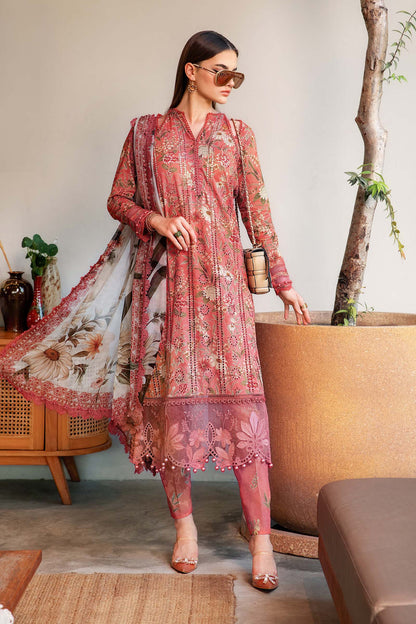 Unstitched 3 Piece Digital Printed Lawn Suit with Printed Lawn Dupatta