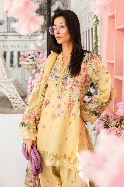 Unstitched 3 Piece Digital Printed Lawn Suit With Printed Shiffon Dupatta