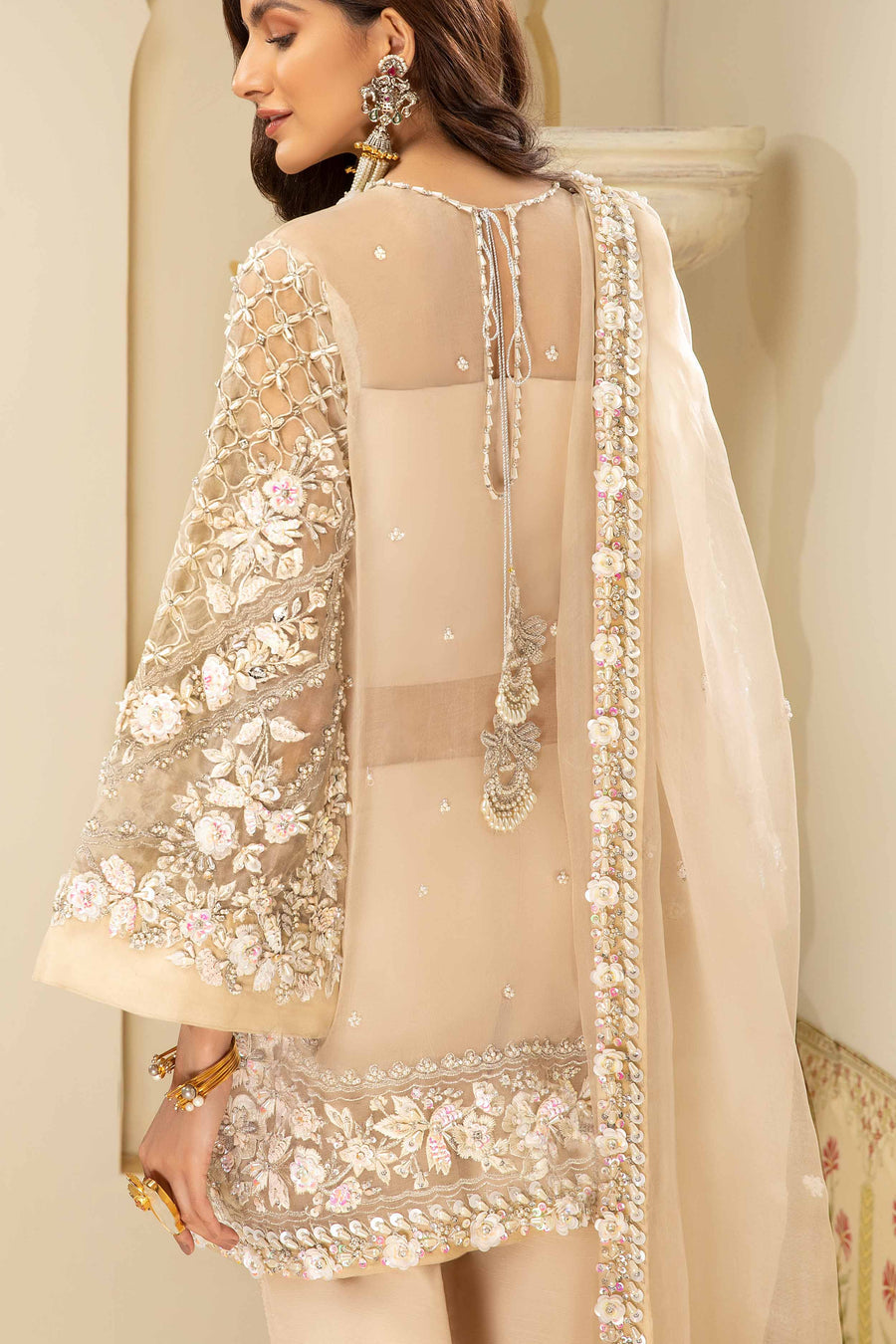 Unstitched 3 Piece Fully Embroidered Organza Dress With Embroidered Dupatta