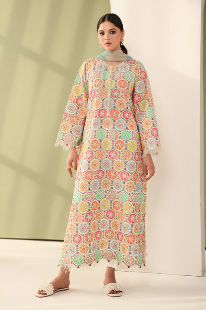 Unstitched 3 Piece Digital Printed Lawn Suit with Printed Monar Dupatta
