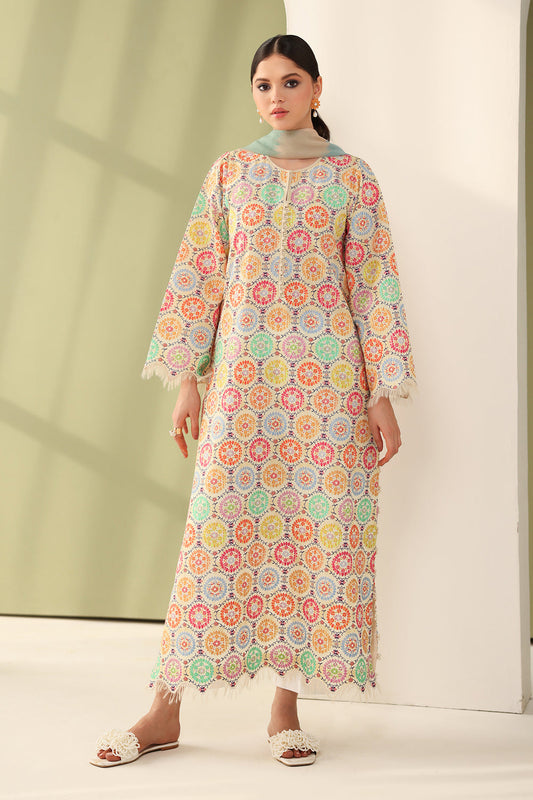 Unstitched 3 Piece Digital Printed Lawn Suit with Printed Monar Dupatta