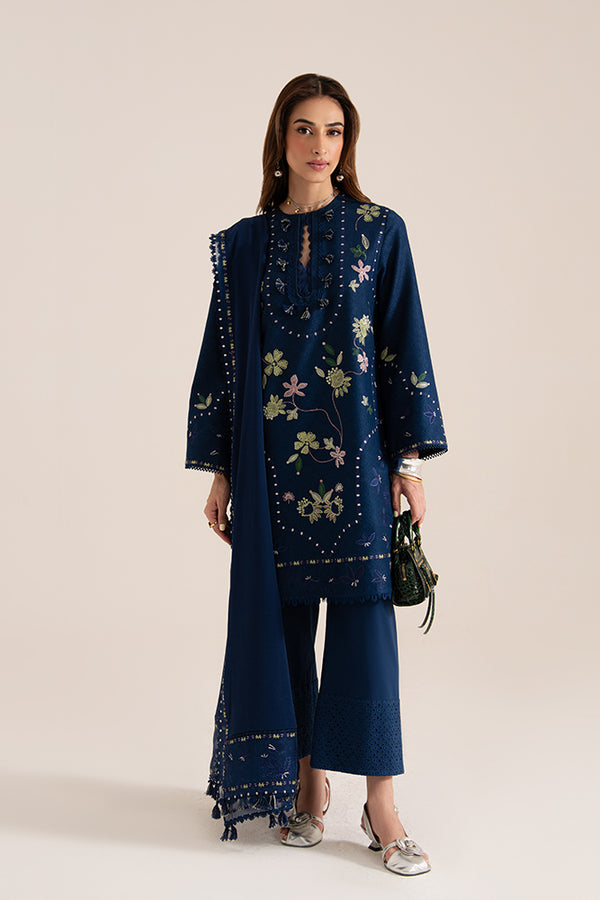 Unstitched 3 Piece Fully Embroidered Dhanak Suit with Dhanak Embroidered Dupatta