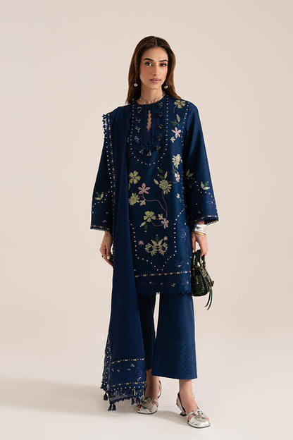 Unstitched 3 Piece Fully Embroidered Dhanak Suit with Dhanak Embroidered Dupatta