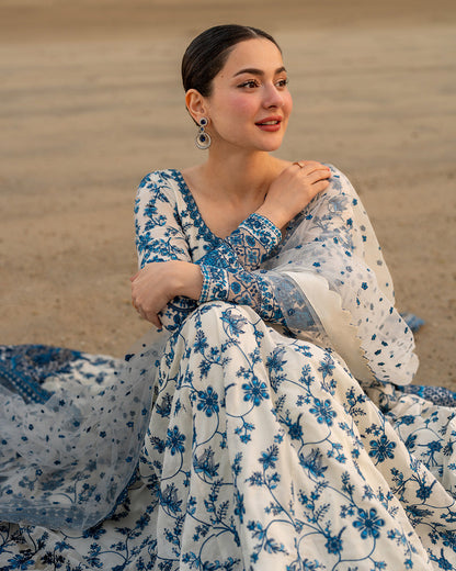 Unstitched 3 Piece Fully Embroidered Lawn Maxi With Embroidered Organza Dupatta