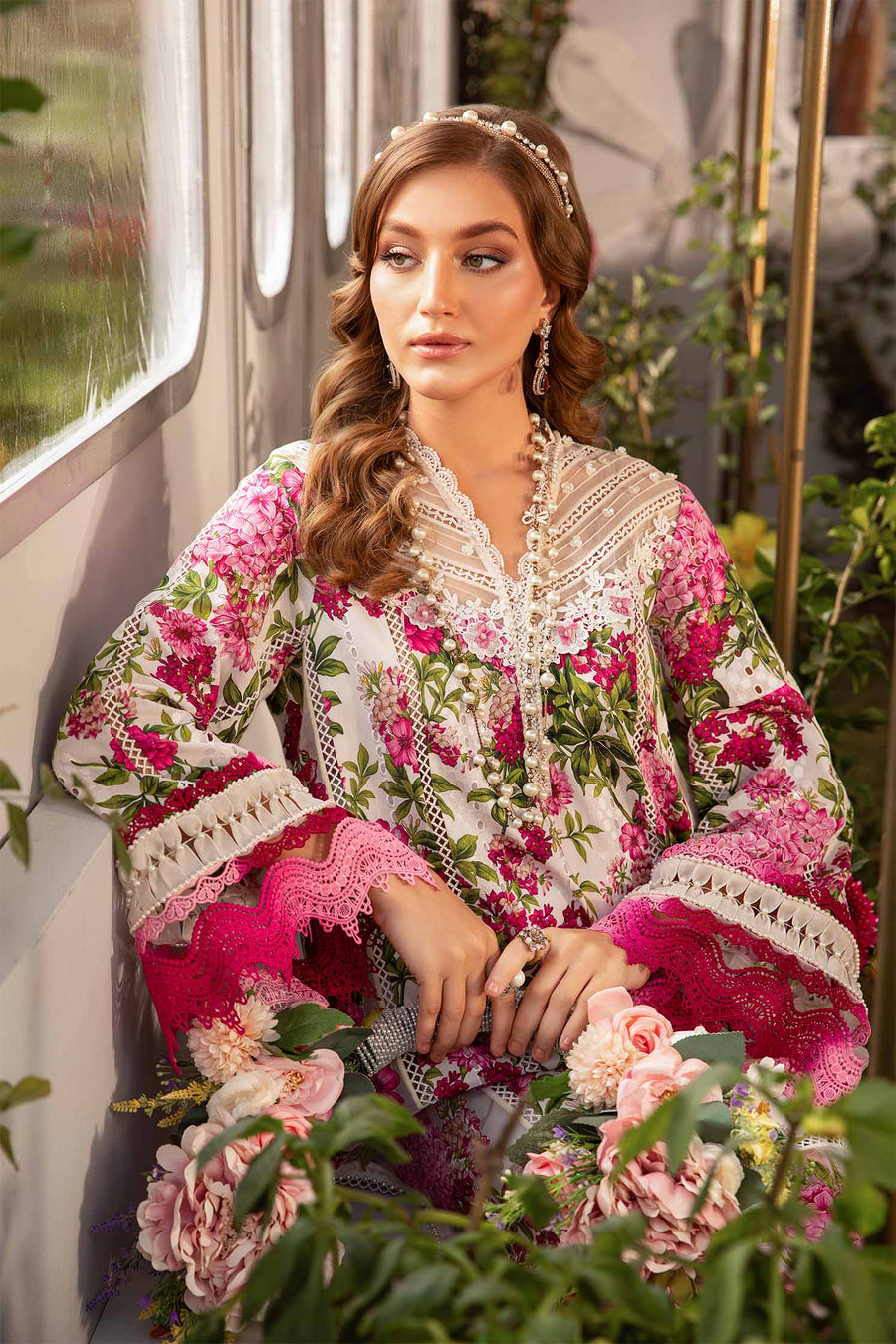Unstitched 3 Piece Digital Printed And Embroidered Lawn Dress With Silk Dupatta