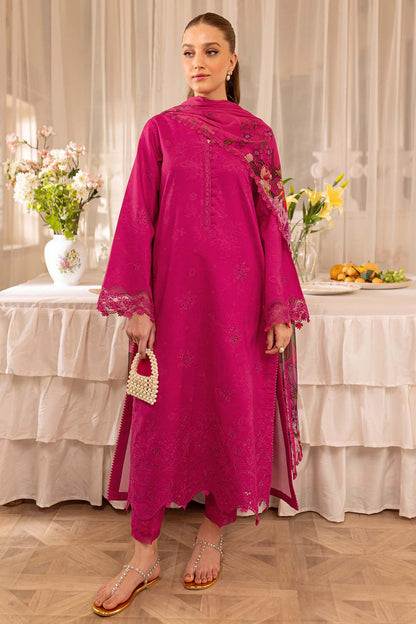 Unstitched 3 Piece Fully Embroidered Lawn Dress With Printed Monar Dupatta