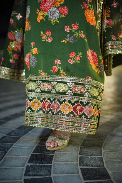 Luxury Unstitched 3 Piece Fully Embroidered Silk Dress