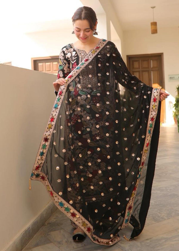 RR 2935 - Piece Unstitched Embroidered Dhanak Fabric With Embroidered Chiffon Dupatta