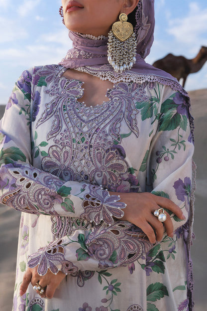 Unstitched 3 Pec Digital Printing & Embroidered Lawn Suit with Embroidered Cotton Net Dupatta