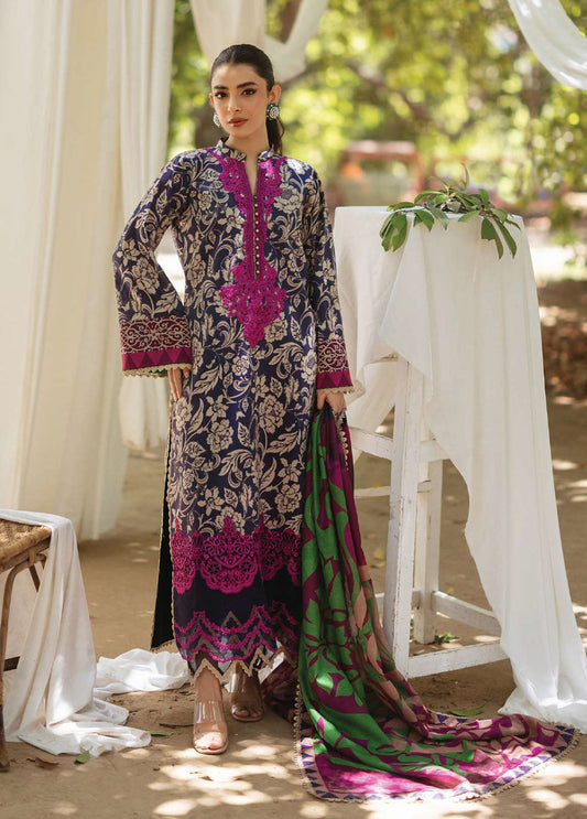 Unstitched 3 Piece Digital Printed Lawn Suit with Printed Lawn Dupatta