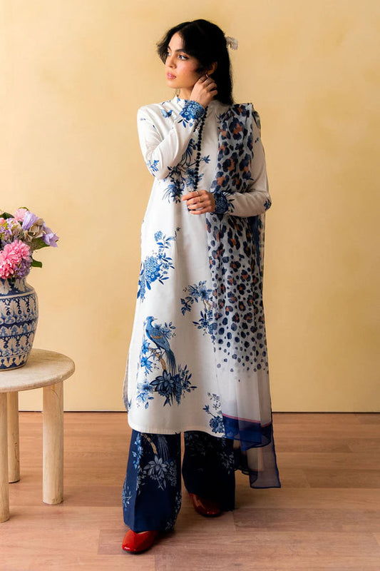Unstitched 3 Piece Digital Printed Lawn Suit with Printed Polly Lawn Dupatta