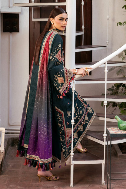Unstitched 3 Piece Fully Embroidered Dhanak Fabric With Printed Blended Shawl