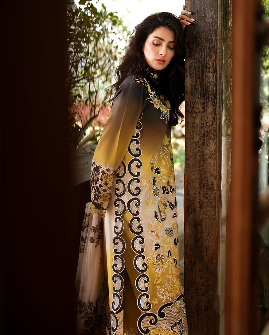 Unstitched 3 Piece Digital Printed Lawn Suit with Printed Lawn Dupatta