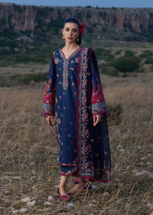 3 Piece Unstitched Heavy Embroidered Dhanak Suit With Embroidered Chiffon Dupatta