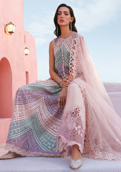 Unstitched 3 Piece Fully Embroidered Chickan Kari Lawn Suit With Printed Organza Dupatta