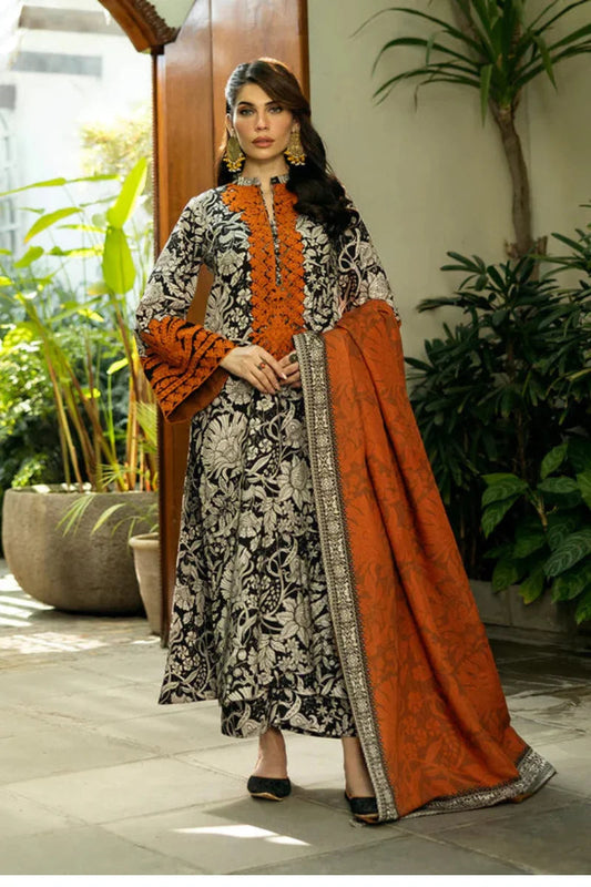Unstitched 3 Piece Digital Printed Lawn Suit with Printed Lawn Dupatta
