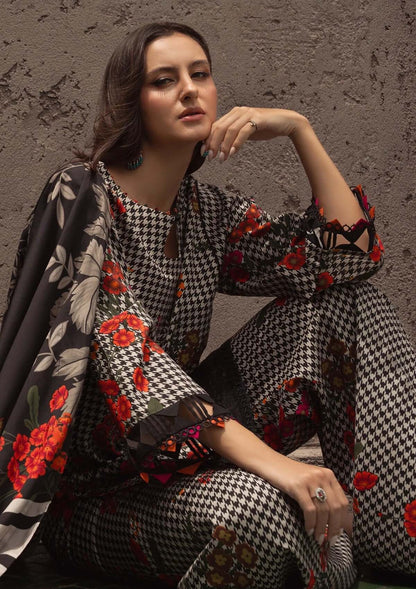 Unstitched 3 Piece Digital Printed Khaddar Suit With Printed Khaddar Dupatta