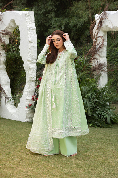 Unstitched 3 Piece Fully Embroidered Lawn Suit With Embroidered Organza Dupatta