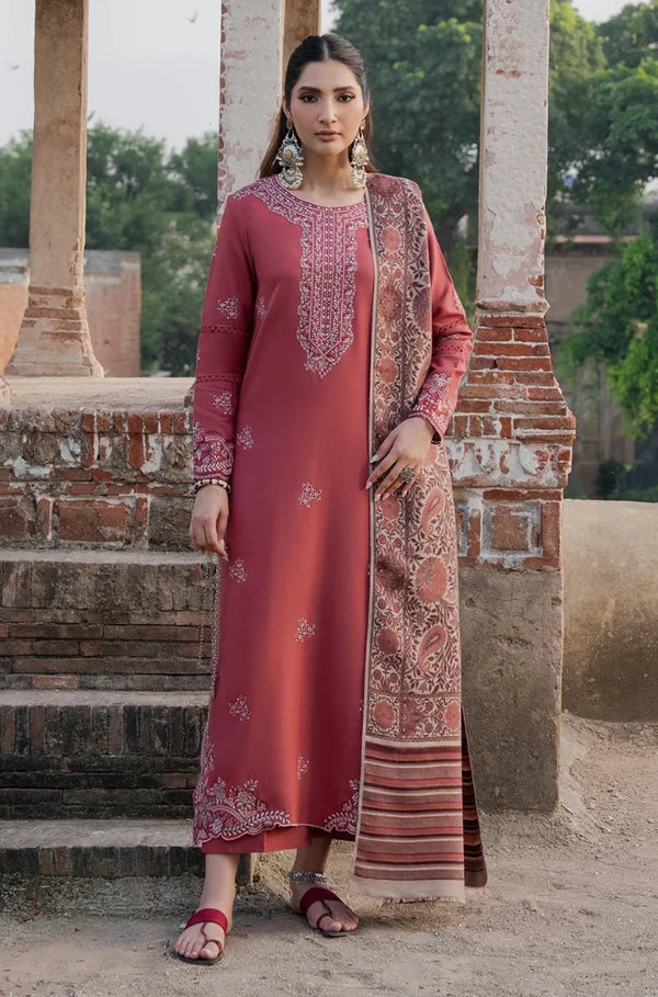 3 Piece Unstitched Fully Embroidered Dhanak Dress With