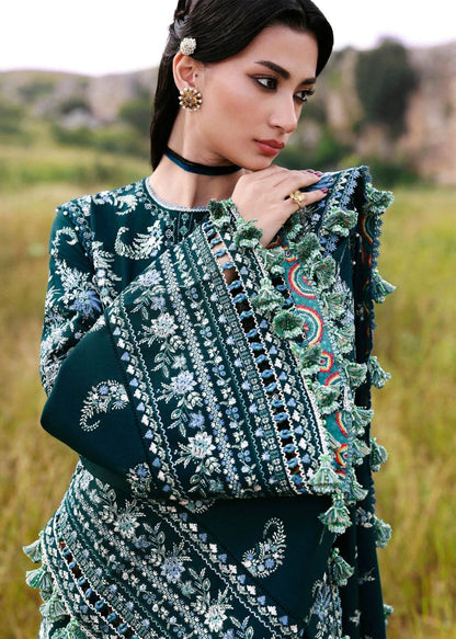 Unstitched 3 Piece Fully Embroidered Dhanak Fabric With Embroidered Dhanak Shawl