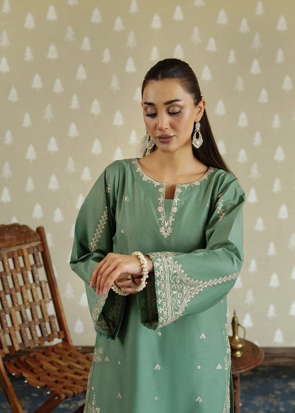 Unstitched 2 piece Fully Embroidered Dhanak Dress