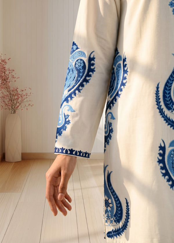 Unstitched 3 Piece Embroidered Dhanak Fabric With Printed Blended Shawl