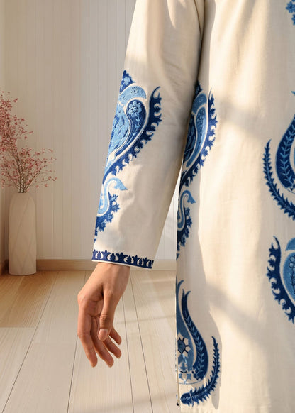 Unstitched 3 Piece Embroidered Dhanak Fabric With Printed Blended Shawl