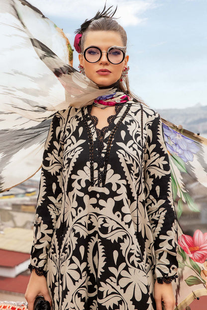 Unstitched 3 Piece Digital Printed Lawn Suit with Printed Lawn Dupatta