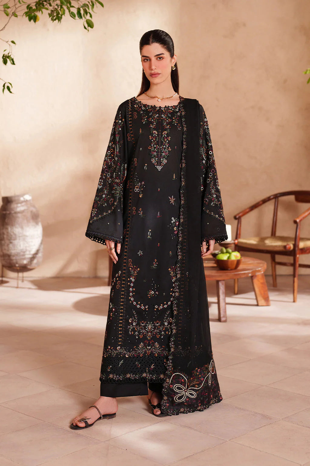 3 Piece - Unstitched Fully Embroidered Lawn Fabric
