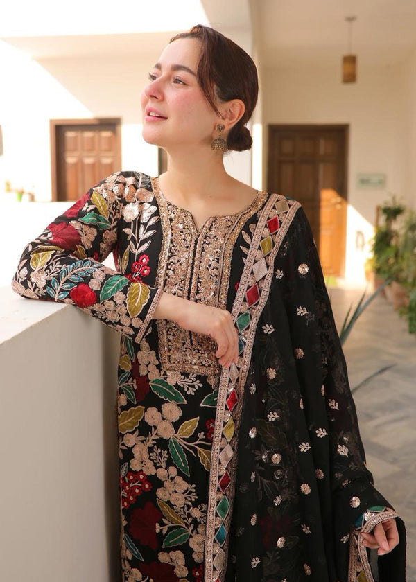 RR 2935 - Piece Unstitched Embroidered Dhanak Fabric With Embroidered Chiffon Dupatta