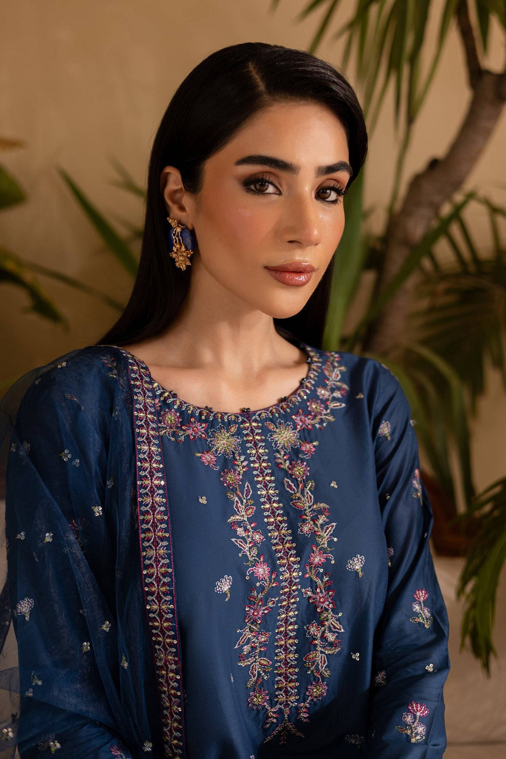 BT 2940 - 3 Piece Unstitched Heavy Embroidered Dhanak Fabric With Embroidered Chiffon Dupatta)