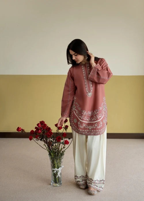 Unstitched 2 Piece Fully Embroidered Dhanak Dress