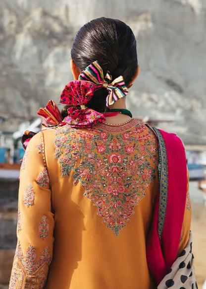 Unstitched 3 Piece Fully Embroidered Dhanak Suit with Printed Woolen Shawl