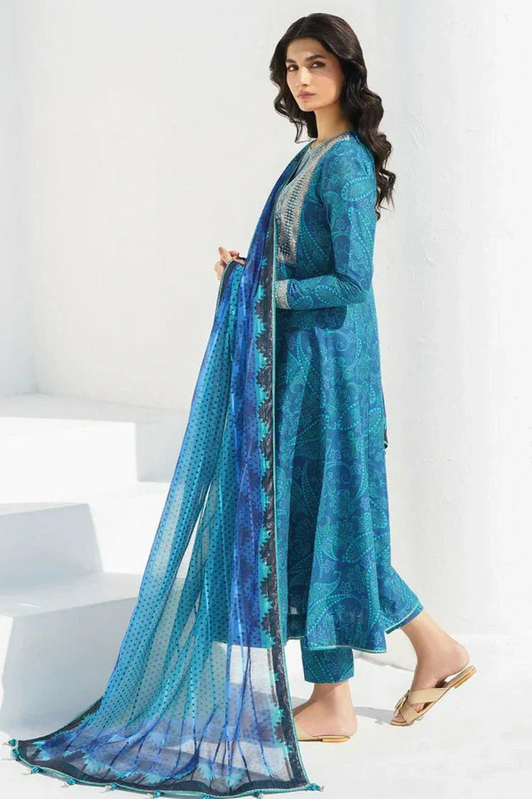 Unstitched 3 Piece Digital Printed Lawn Suit with Printed Lawn Dupatta