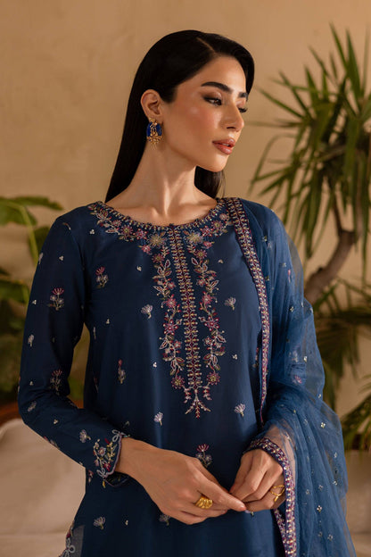 BT 2940 - 3 Piece Unstitched Heavy Embroidered Dhanak Fabric With Embroidered Chiffon Dupatta)