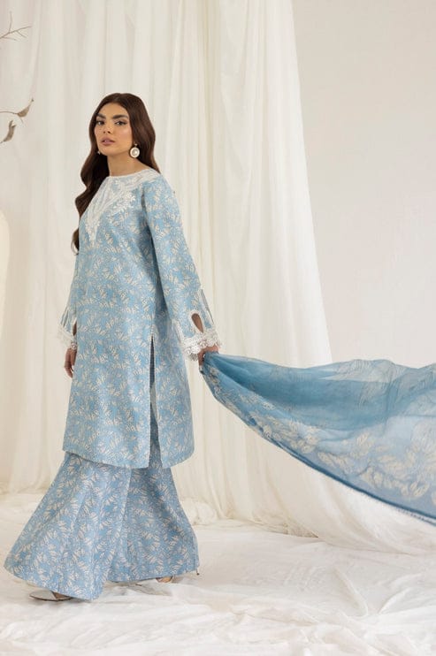 Unstitched 3 Piece Digital Printed And Embroidered Lawn Suit With Silk Dupatta