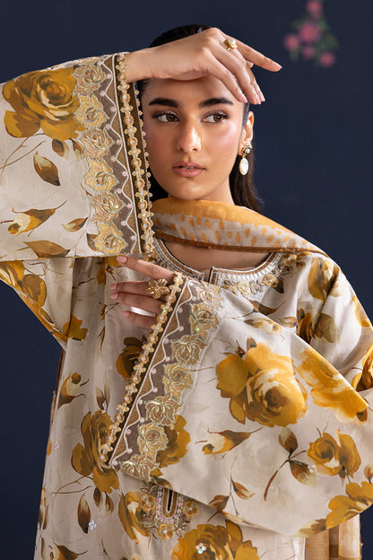 Unstitched 3 Pec Digital Printing & Embroidered Lawn Suit With Printed Lawn Dupatta