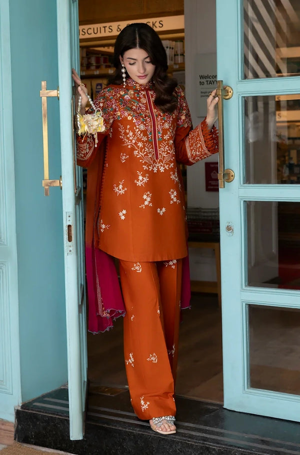 Unstitched 3 Piece Fully Embroidered Dhanak Fabric With Embroidered Dhanak Shawl