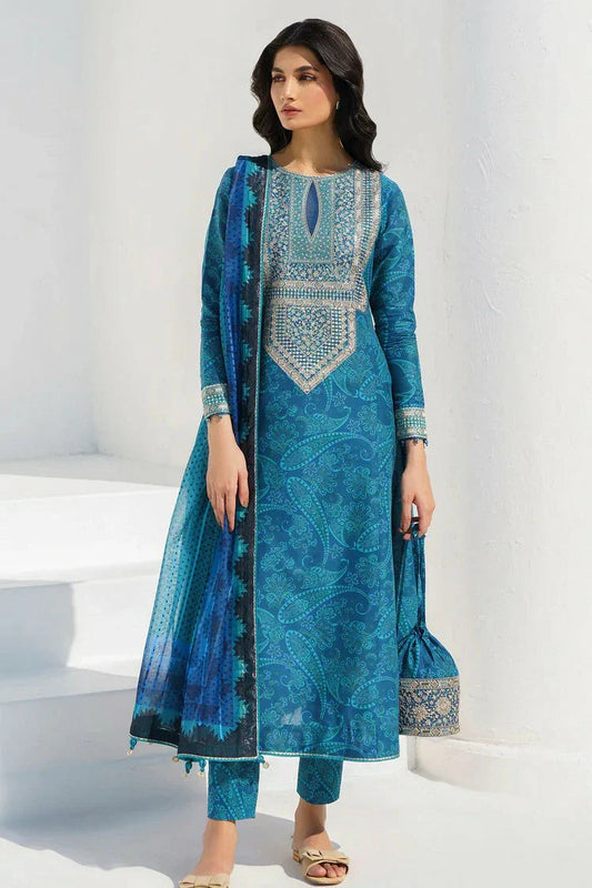 Unstitched 3 Piece Digital Printed Lawn Suit with Printed Lawn Dupatta