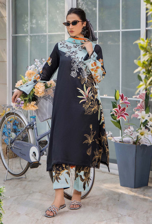 Unstitched 3 Piece Digital Printed Lawn Suit with Printed Polly Lawn Dupatta