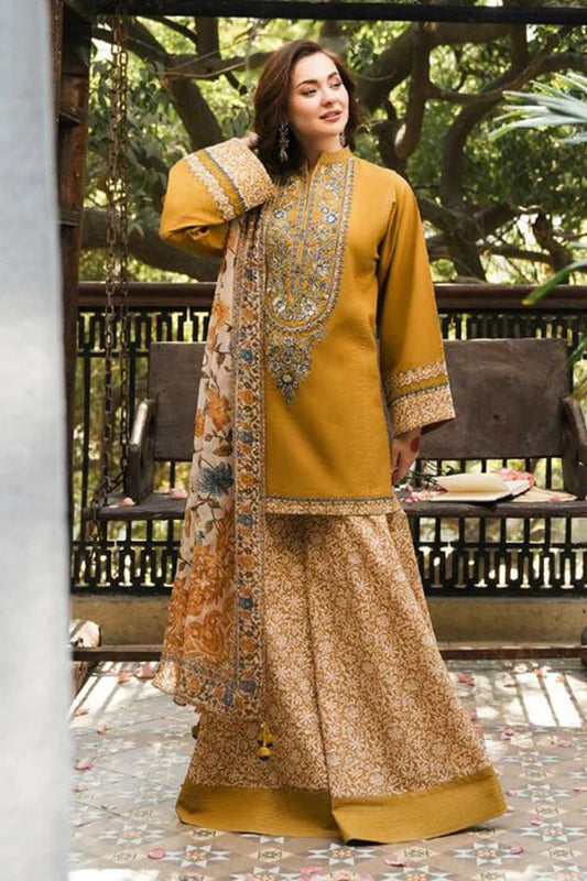 Unstitched 3 Piece Embroidered Lawn Suit With Printed Polly Lawn Dupatta