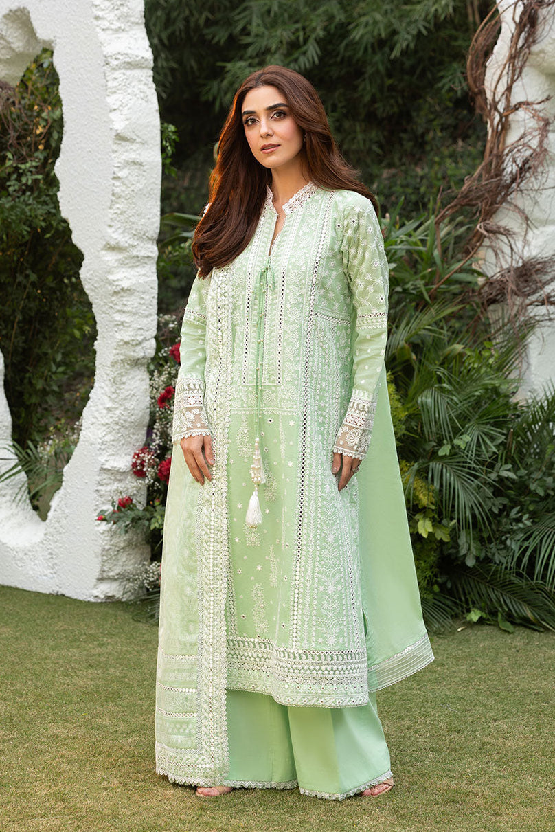 Unstitched 3 Piece Fully Embroidered Lawn Suit With Embroidered Organza Dupatta